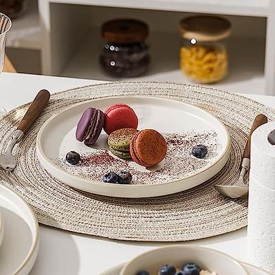 MR.R Set of 2 Sublimation Blanks White Ceramic Moon Plate with Stand,Porcelain Plates, 10 inch Round Dessert or Salad Plate, Lead-Free, Safe in