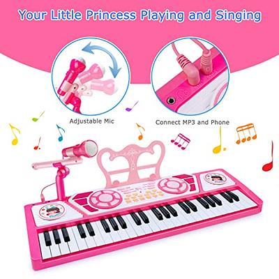  31 Keys Pink Keyboard Piano for Beginners Kids,Mini Playing  With Bench,Microphone,Mobile Phone Connection,Record  Playback,Multi-Instrumental Toys for 2 3 4 5 Year Old Girls Boys,Birthday  Gifts : Toys & Games