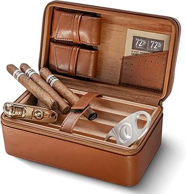 SEMKONT Travel Cigar Humidor Portable Travel Cigar Case with 4 Cigar Tube,  Leather Travel Cigar Humidor Include Cigar Cutter, Men's Cigar Accessories  Gift Set (Brown) - Yahoo Shopping