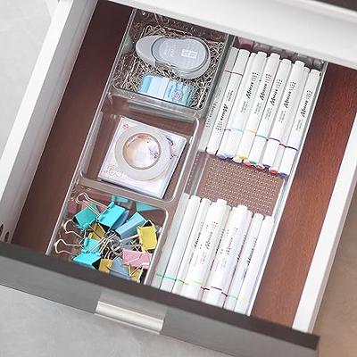 DETEIN 2 PACK Stackable Desk Organizer with Drawer Desktop Storage Drawer  Box Plastic Desk Stationery Organizer for Office Supplies, Pens, Mails