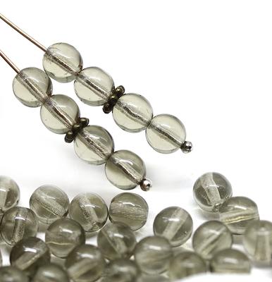 Czech Glass Druk Round Beads in sizes 4mm and 6mm, Smooth Pressed