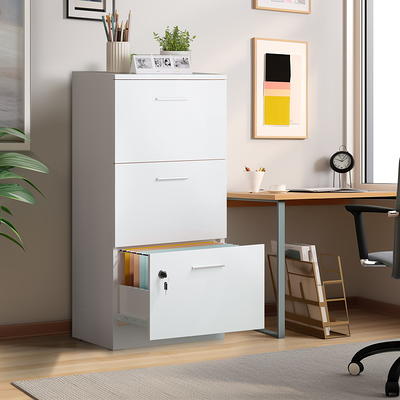 Dextrus 3 Drawer Wood File Cabinet With Lock 15 82 Vertical Filing For Letter A4 Sized Files Chest Organizer Office Storage White Yahoo Ping