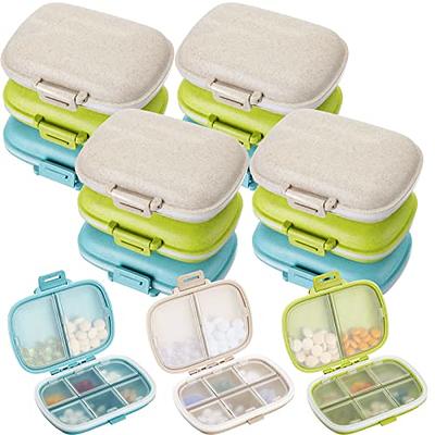 Meacolia 3 Pack 8 Compartments Travel Pill Organizer Moisture Proof Small Pill Box for Pocket Purse Daily Pill Case Portable Medicine Vitamin Holder