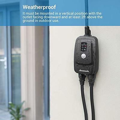 Minoston Outdoor Remote Control Outlet, Wireless Remote Plug Weatherproof, 100ft Range 15A, Black