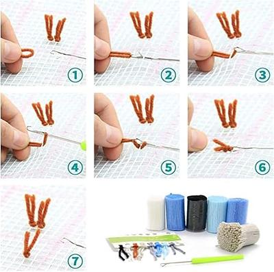 TEZKIM Latch Hook Kits for Adults Kids Christmas Rug Making Kits with Printed Canvas Carpet Tapestry Kits DIY Needlework Door