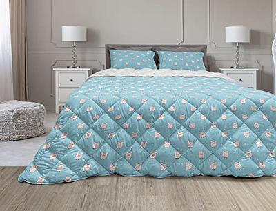 Ambesonne Pig Comforter & Sham Bedding Set, Funny Farmland Animal