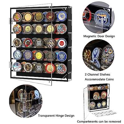 Wall Mounted Clear Acrylic Challenge Coin Holder, Coin Collection Rack, Set  of 3