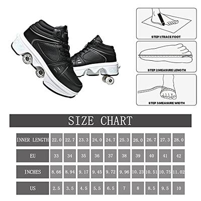 TAILORIA Four-Wheel Recyclable Skate Shoes 2-in-1 Roller Skate Shoes Unisex  Roller Shoes Ladies Kick-Roller Shoes Wheel Shoes Outdoor Skates Adult