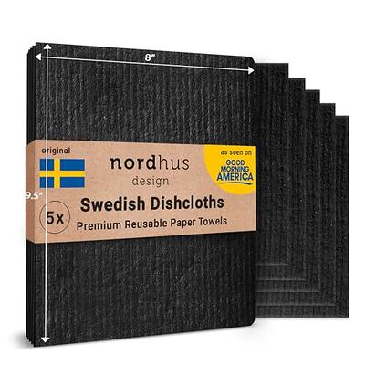 Nordhus Design Large Swedish Dishcloths, 5 Black Cloths, Made in Sweden -  8x9 inch Reusable, Washable Cellulose Cotton Kitchen Cloths - Replace Paper  Towels, Wipes, Sponges, Dish Rags - Yahoo Shopping