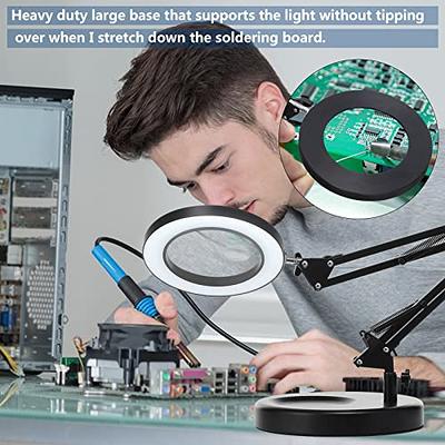 10X Magnifying Glass with Light and Stand,2-in-1 Heavy Duty