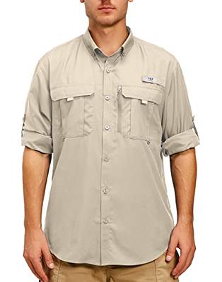 TGF Men's Sun Protection Fishing Shirts Long Sleeve Work Shirts with Zipper  Pockets for Traveling Hiking Camping Khaki - Yahoo Shopping