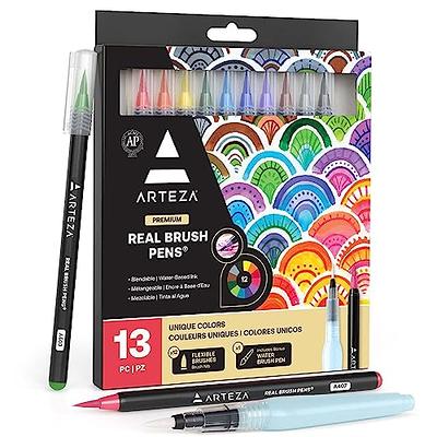 ARTEZA Real Brush Pens, 12 Pack, Drawing Markers with Flexible Brush Tips,  Watercolor Markers for Calligraphy, Painting & Coloring, Ideal Art Supplies  for Artists & Hobbyists - Yahoo Shopping