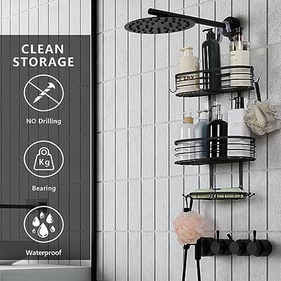 No Drilling Hanging Shower Caddy Over Shower Head Bath Organizer