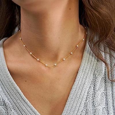 Buy 18K Gold Pearl Necklace, Minimalist Pearl Necklace, Dainty Pearl  Necklace, Bridesmaids Jewelry, Christmas Gift or Her Online in India - Etsy