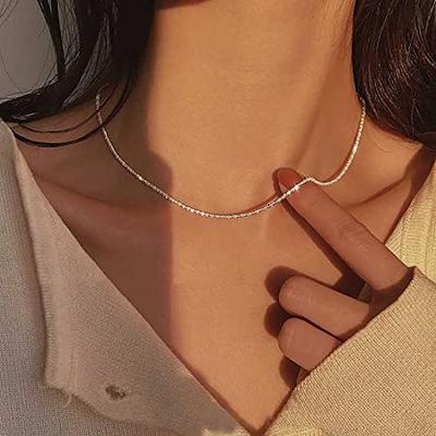 Dainty Silver Rope Chain Choker Necklace, Twisted Rope Chain