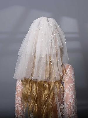  Aukmla Wedding Bridal Veils Ivory Beautiful Long Veil