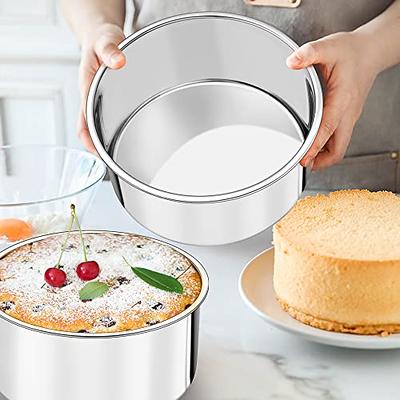 TeamFar 8 Inch Cake Pan, 3 Pcs Round Cake Pan Tier Cake Pan Set Stainless  Steel, Healthy & Heavy Duty, Mirror Finish & Easy Clean, Dishwasher Safe