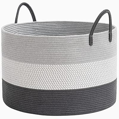 Black Oval Laundry Basket with Gray Handles