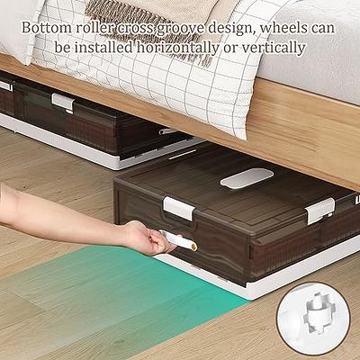 Uyokcnie Under Bed Storage Containers, Under Bed Shoe Storage With Wheels,  Foldable Bedroom Storage Organization with Handles, Under Bed Storage Bins