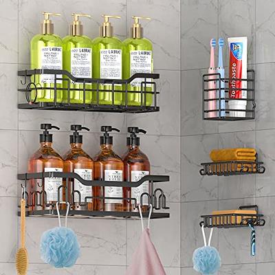 Black Stainless Steel Bathroom Adhesive Shower Caddy Shelf with Soap Holder