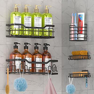 Shower Organizer [5-Pack] Shower Shelves for Inside Shower Adhesive Shower  Caddy, No Drilling Rustproof Stainless Steel Extra Large Bathroom Shower  shelf, Silver