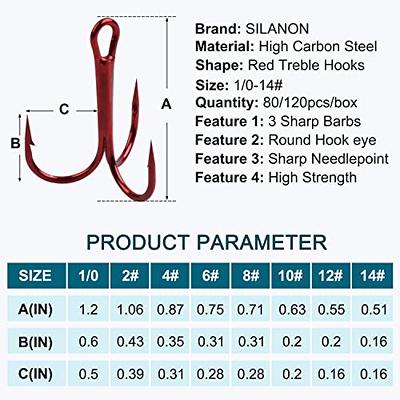 Premium Black Fishing Hook with High Carbon Steel Treble Hooks 10pcs Pack