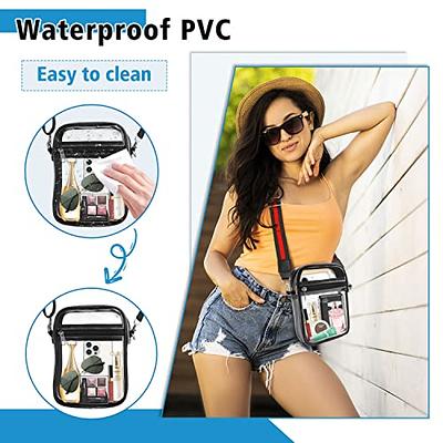 Vorspack Clear Bag Stadium Approved - PVC Clear Purse Clear Crossbody Bag  with Front Pocket for Concerts Sports Festivals