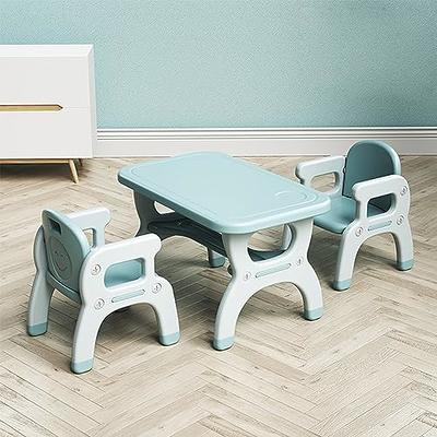 Brelley Kids Table and 4 Chairs Set, Height Adjustable Toddler Table and  Chair Set, Graffiti Desktop, Non-Slip Legs, Max 300lbs, Children