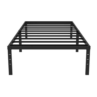 MAF 14 Inch Twin Platform Bed Frames with Wooden Slats, Black 3500 Lbs  Heavy Duty Metal Bed Frame with Anti-Collision Round Legs, No Box Spring