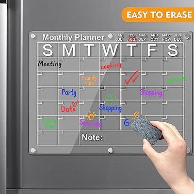 Magnetic Acrylic Calendar for Fridge, 16x12 Clear Fridge Calendar Dry  Erase Magnetic Planning Boards, Includes 8 Highlight Markers, Magnetic Pen