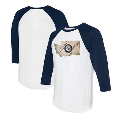 Women's Tiny Turnip White/Black Seattle Mariners TT Rex 3/4-Sleeve Raglan T-Shirt Size: Small