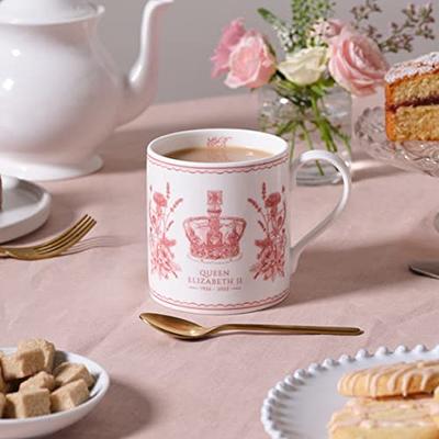 DUJUST Tea Cups and Saucers with Golden Trim,Set of 6 (8.5 oz), Luxury Relief Printing Coffee Cups with Metal Stand, British Royal Porcelain Tea