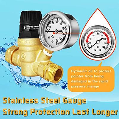 Boltigen RV Water Pressure Regulator with Gauge, 3/4'' GHT Lead-Free Brass  Fresh Water Hose Pressure Reducer Valve, Adjustable Water Pressure