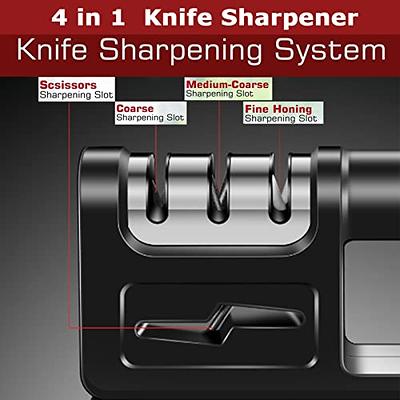 2 Pack 4 in 1 Knife Sharpeners, 3 Stage Knife Sharpener Kitchen Accessories  Help Repair, Restore and Polish Blades, Knife Sharpening Tool for Kitchen