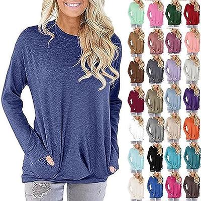 Women's Long-Sleeve Crew-Neck Cotton T-Shirt Breathable Classic