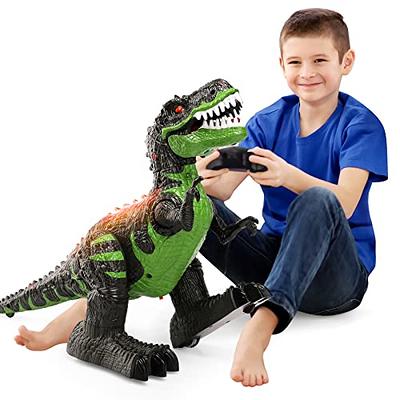 Discovery Kids Remote Control RC T Rex Dinosaur Electronic Toy Action  Figure Moving & Walking Robot w/Roaring Sounds & Chomping Mouth, Realistic