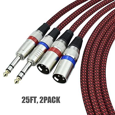 1/4 to XLR Cable, Nylon Braid Quarter inch TRS to XLR Male