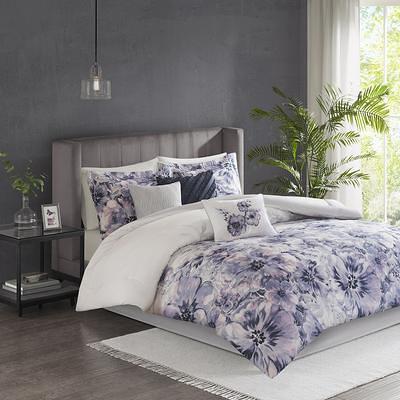 Madison Park - Isla 8 Piece Cotton Printed Reversible Comforter Set - Blue - Queen