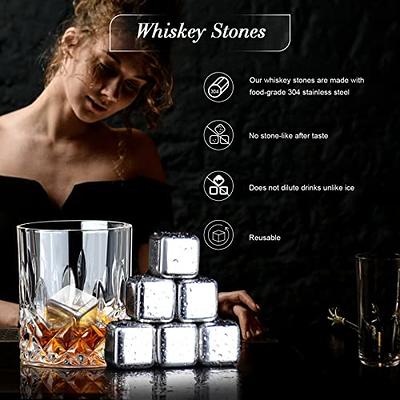 Whiskey Glass Set of 2 - Bourbon Glass & Stones Gift Includes  Old Fashioned Crystal Whisky Glasses, Chilling Stones, Slate Coasters -  Whiskey Glasses Set in Wooden Box - Birthday