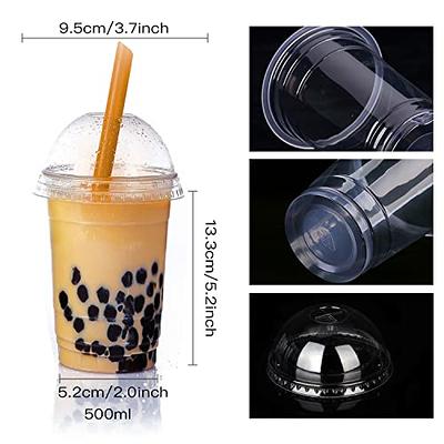 20oz Disposable Clear Plastic Smoothie Cups with Clear Dome Lids for Iced  Coffee