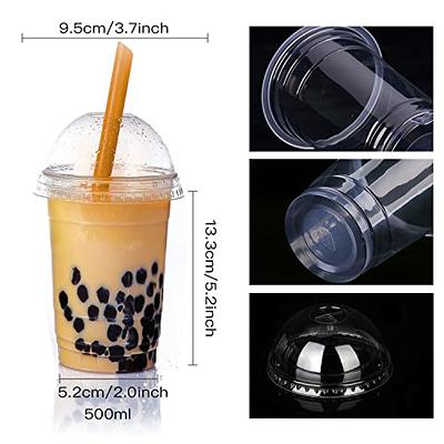 VITEVER 100 Sets - 16oz Plastic Cups with Lids and Straws Disposable Cups  for Iced Coffee Smoothie Milkshake Cold Drinks - Clear 16 OZ