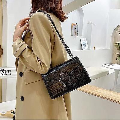 JBB Women's Crossbody Shoulder Bag Luxurious Snake Print Chain Strap Clutch  Square Handbag Satchel Black - Yahoo Shopping