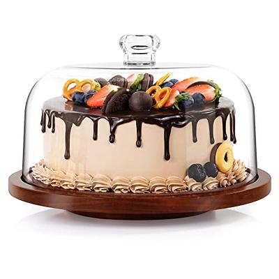 jkwokback Cake Stand with Acrylic Dome, Rotating Cake Plate Acacia Wood  Cake Stand with Acrylic Lid, Cake Display Server Tray, Cake Decorating  Turntable for Baking Gifts, Birthday Kitchen Party, Weddings - Yahoo