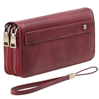 GAEKEAO Womens Credit Card Holder Wallet Genuine Leather Card Case RFID Blocking Small Blocked Purses For Women with Zipper Coin Purse