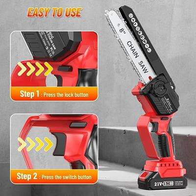 LETTON 8 inch & 6 inch Mini Chainsaw Cordless, 21V Electric Hand Chainsaw  Battery Powered, Small Portable Hand Held Cordless Chain Saw Kit for Wood