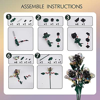 KIYOJIN Rose Flower Bouquet Building Set with Lights,Artificial Plant Cute  Botanical Collection Legos Compatible Gift for Adult