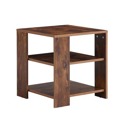 Hommoo End Table, Square Side Table Modern Night Stand with 2-Tier Storage Shelf, Living Room Small Coffee Table, Wood Finish Bedside Table for