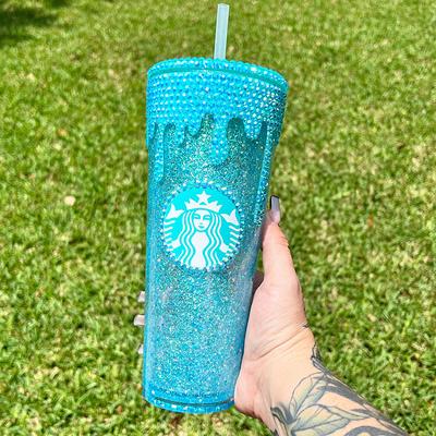 **Jeweled Cup with Straw - 24oz