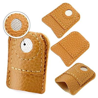 2pcs Large Size Leather Thimble Finger Sets with Metal Tip Hand Needlework  Accessory