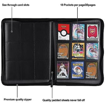 Trading Card Binder with 9-Pocket Plastic Sleeves, Zipper Organizer for 360  TCG Cards (Green)